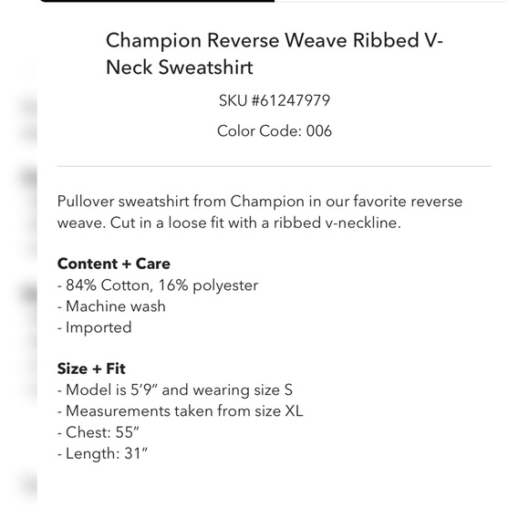 NEW CHAMPION V-NECK SWEATSHIRT - Picture 5 of 6